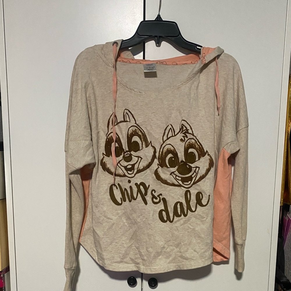 Disney Store Peach and Cream Chip and Dale Hoodie